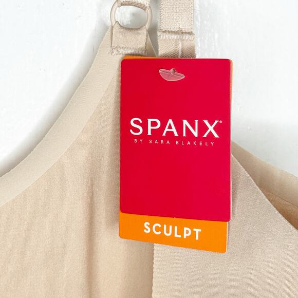 SPANX OnCore Open-Bust Mid Thigh Bodysuit Soft Nude NEW Size 1X Slimming Shaping - Picture 7 of 15